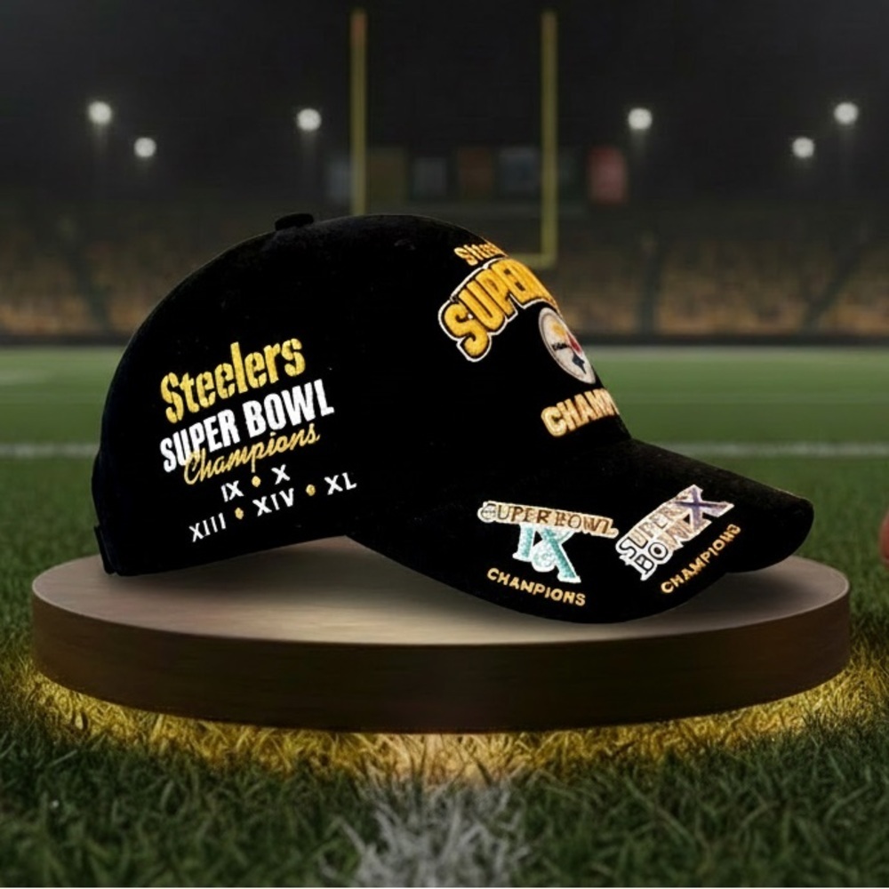 Vintage Reebok Pittsburgh Steelers 5 Time Super Bowl Champions Hat OSFA - Picture 5 of 16